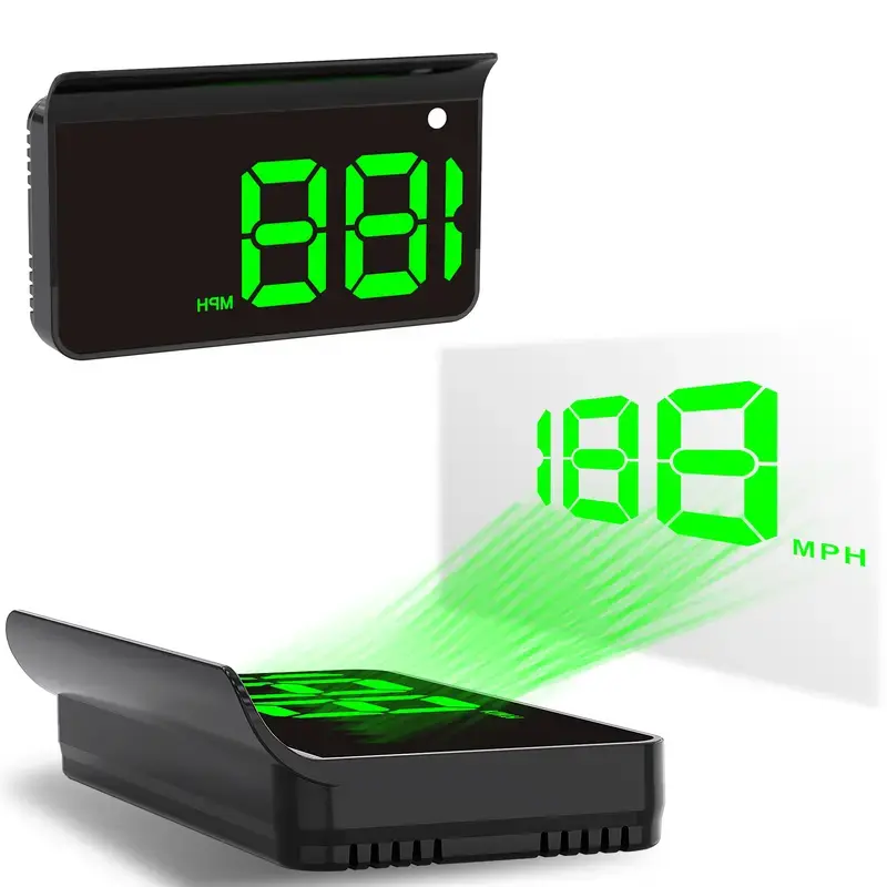 Minimalist HUD Car Head-Up Unit - GPS Digital Speedometer, Odometer, Compact, Micro USB Plug-N-Play Easy Installation, Large Font Multi-Function Auto Accessory, Sunshade Glare Cut, Auto Speed Sync, Universal Car Compatibility, Safe Driving Aid