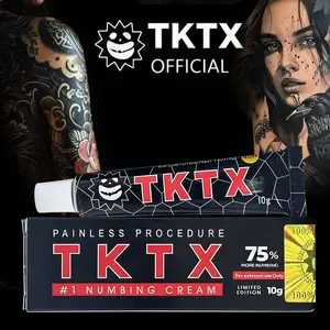 Buy 2 Get 1 Free | TKTX Black 75% Upgrade Edition Tattoo Numbing Cream | Advanced Efficient Anesthetic Formula | Virtually Painless for Pro-Quality Results | Tattoos, Laser Removal, Waxing & Brow Threading | 10g Per Tube