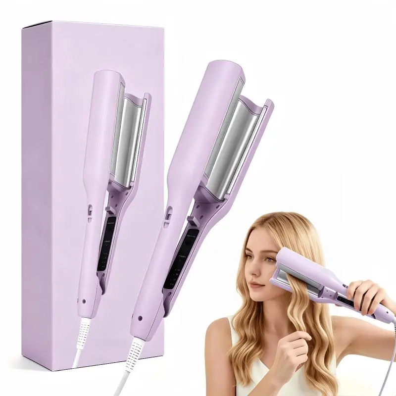 1-Inch Deep Wave Crimper - Ionic Ceramic Curling Irons, Thermal Hair Styler, Portable Travel Beauty Product for Curly Hair, Salon Hollywood Mermaid Look, Wave Curling Iron, Beauty Products, Hair Curler Golden