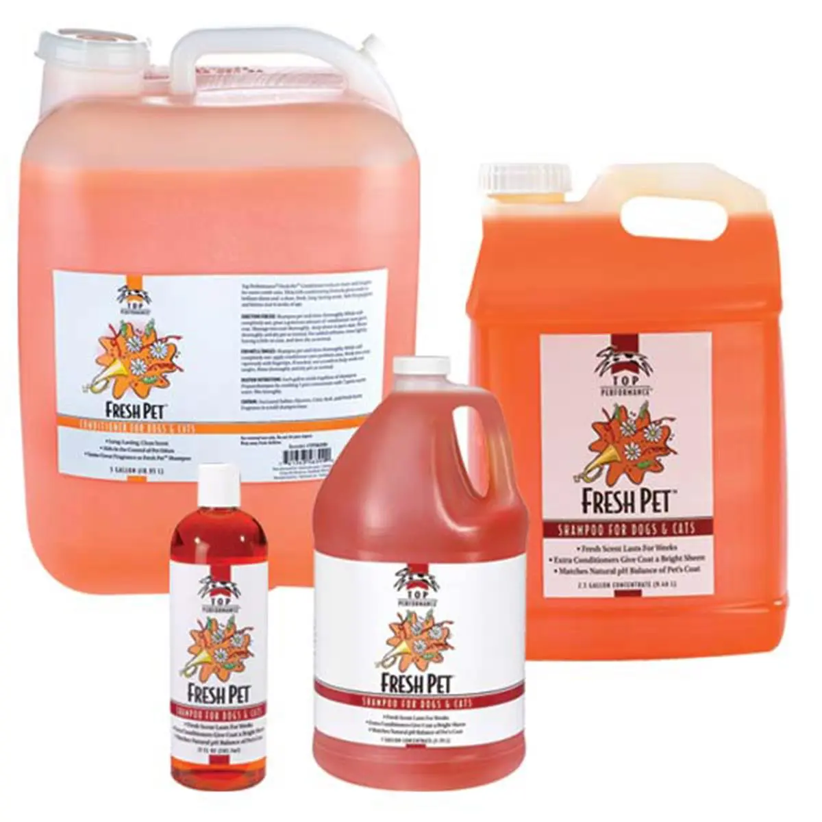 Top Performance Dog & Cat Liquid Pet Shampoo - 17 oz Concentrate Formula with Citric Acid, Glycerin Base, Natural pH-Balanced, Bright Sheen, Mats Prevention, Reduces Mats & Tangles, Long-Lasting Freshness
