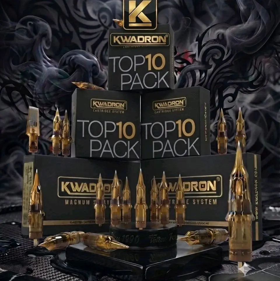 AUTHENTIC CARTRIDGE SYSTEM KWADRON* TOP 10 PACK FOR TATTOO ARTISTS