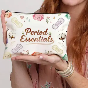 Period Essential Storage Bag, Sanitary Pad Pattern Makeup Bag, Travel Wash Kit, Multi-Functional Organizer, DIY Classification, Women's Period Care Gift