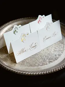 3D Free Standing Place Cards, Personalized Calligraphy Wedding & Event Escort Cards, Custom Handwritten Name Cards, Folded Table Seating