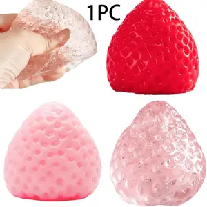 Creative Strawberry Ball Stress Relief Toy, Cute Fruit Squeeze Toy for Kids & Adults, Fun and Relaxing Fidget Toy for All Ages, Squishy Sensory Fidgets