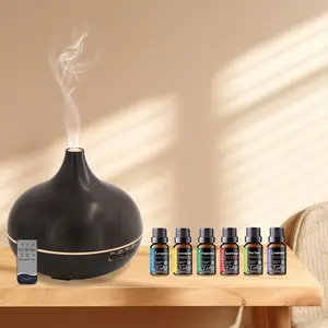 Large 550ml Aromatherapy Diffuser for Bedroom & Office  Wood Grain Ultrasonic Humidifier with Remote, 7 Color LED Mood Light & 6  Essential Oils  Perfect for Relaxation & Sleep