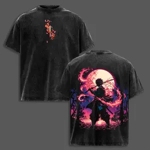 Retro Limited Vintage Kamado Tanjiro Demon Slayer, demon slayer infinity castle, Unisex Oversize Anime Manga Acid Washted Heavyweight Cotton Tshirt, Anime Merch, Gift for anime fan Clothes Oversized anime merch