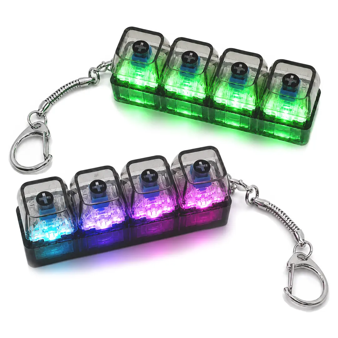 Loud Keyboard Clicker Keychain, Black, Button Clicker Keychain, 4-In-1 Design, Ideal for Anxiety Stress Relief, Perfect Gift for Adults, Silent Fidget Keychain, Stress Relief Tool