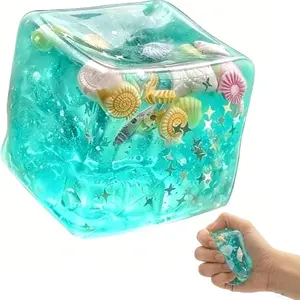 Sea shell extrusion toys, soft and slowly rising extrusion decompression sensory toys, extrusion golfer toys, suitable for adults and children to use square gel ice cubes/portable office decompression toys