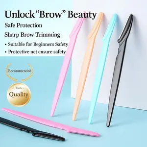 4pcs Beginner Eyebrow Razor Set, Stainless Steel Blades, Plastic, Lightweight, Safe Hair Removal Tool, Smooth, No Formaldehyde, Decorative Design, Eyebrow Trimmer Kit