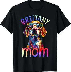 Brittany Mom Colorful Pop Art Brittany Dog T-Shirt