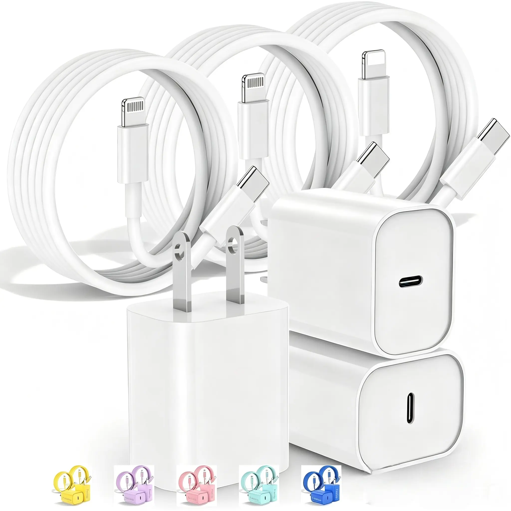 3-Pack for iPhone Charger, 20W USB C Fast Wall Charger with 6Ft USB C to Lightning Cable for iPhone 14 13 12 11 Pro Max/XS Cord Charging
