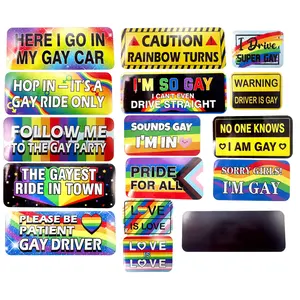 16-Piece Rainbow Pride Sticker Set, Refrigerator & Car Decoration, Windshield Sticker, Fun Lgbtq+ Slogan, Kitchen Office Cabinet Decor, Pride Month Gift
