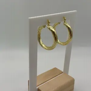 Gold Hoops Earrings - Elegant Twisted Design for Everyday Wear