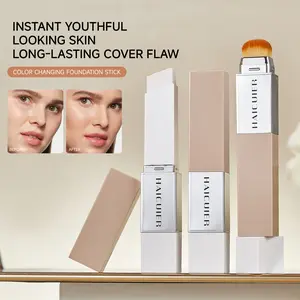 Dual-Ended Concealer Stick with Brush Head, Super Coverage Concealer, High Coverage Matte Finish Foundation, Long-Lasting Natural Makeup for Daily Use & Travel