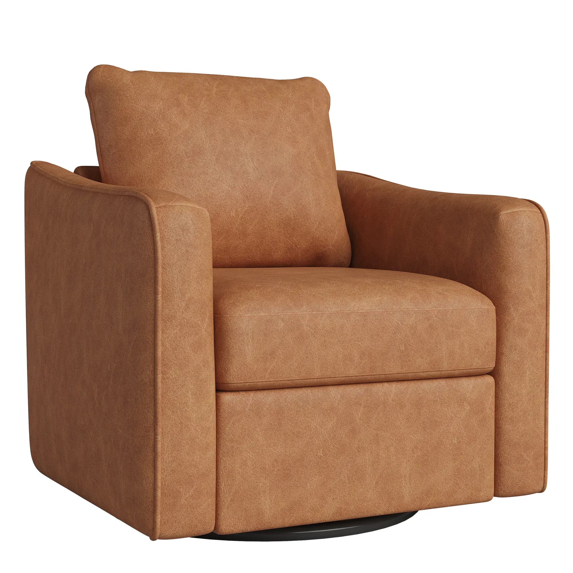 Modern Upholstered 360° Swivel Oversized PU Leather Armchair, 30.7" Wide with Ergonomic Backrest, Steel Base Supporting Up to 440 Lbs, Plush Accent Chair for Living Room, Bedroom, Modern Upholstered Armchair