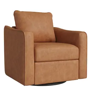 360°Swivel Oversized Armchair,30.7" Wide PU Leather Accent Chair with Ergonomic Backrest,Steel Base Supporting Up to 440 Lbs, Plush Armchair Perfect for Living Room, Bedroom, Office