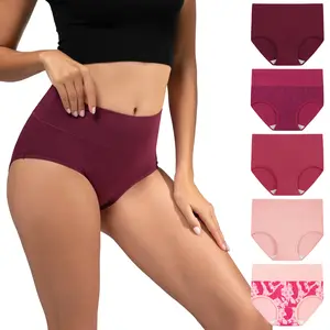 INNERSY Women's High Waisted Cotton Panties 5-Pack, Soft & Breathable Underwear, Comfortable Full Coverage Briefs for Everyday Wear, Stretchy & Durable