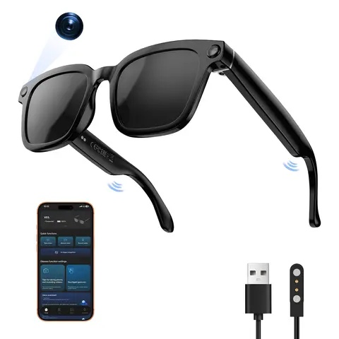 Smart AI Camera Glasses, 8MP Hands-Free Video & Photo Recording, Real-Time Translation (160+ Languages), Bluetooth Wearable Glasses for Travel & Outdoor Wireless Smart Glasses Multifunctional Smart Glasses Multifunctiona