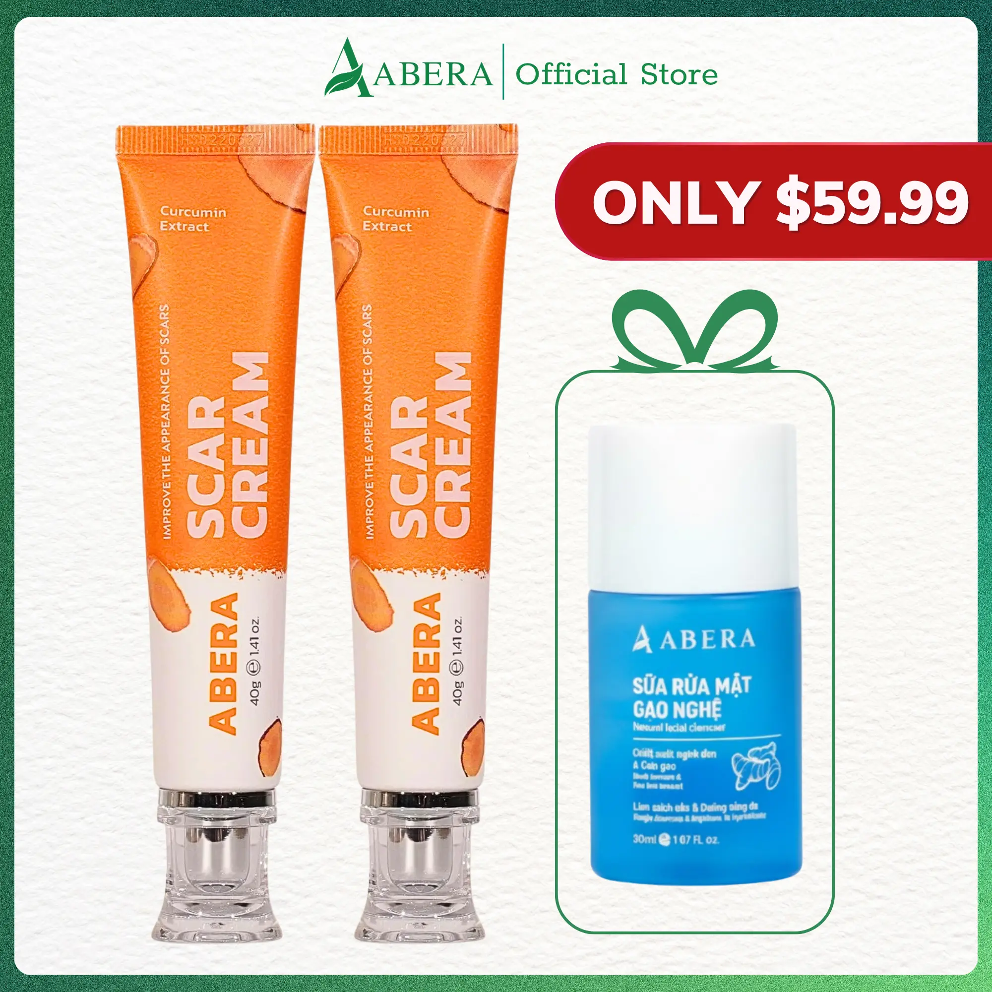 Abera Red Turmeric Scar Cream - Combo of 2 Boxes - Restores Even Skin Tone and Smoothness