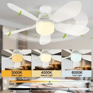 E27 Screw Connection Ceiling Fan Light, 3 Speeds Adjustable Wind Rate LED Fan Light with Remote Control, Dimmable Led Fandelier, Adjustable Color Temp, Suitable for Bedroom, Living Room, Kitchen, Bathroom