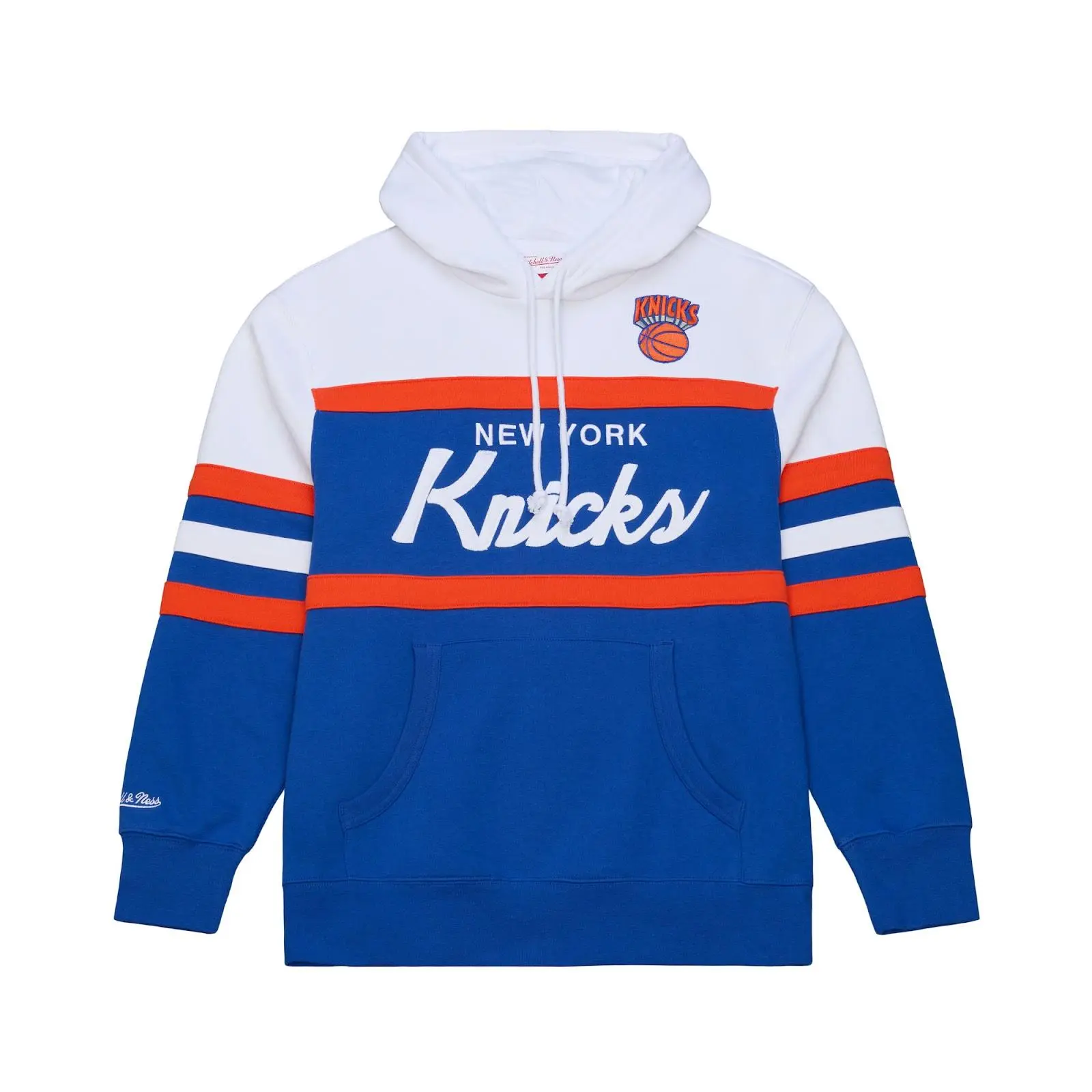 New York Knicks Blue Head Coach Hoodie NBA Throwback Sweatshirt Fleece Vintage Fan Gear Mitchell & Ness