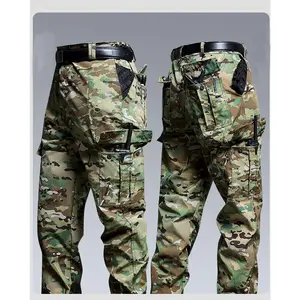 Men's Ripstop Tactical Pants, Camo Cargo Work Pants with Multiple Pockets for Hiking, Hunting, Work.The belt shown in the image is for display purposes only and is not included as a free gift.