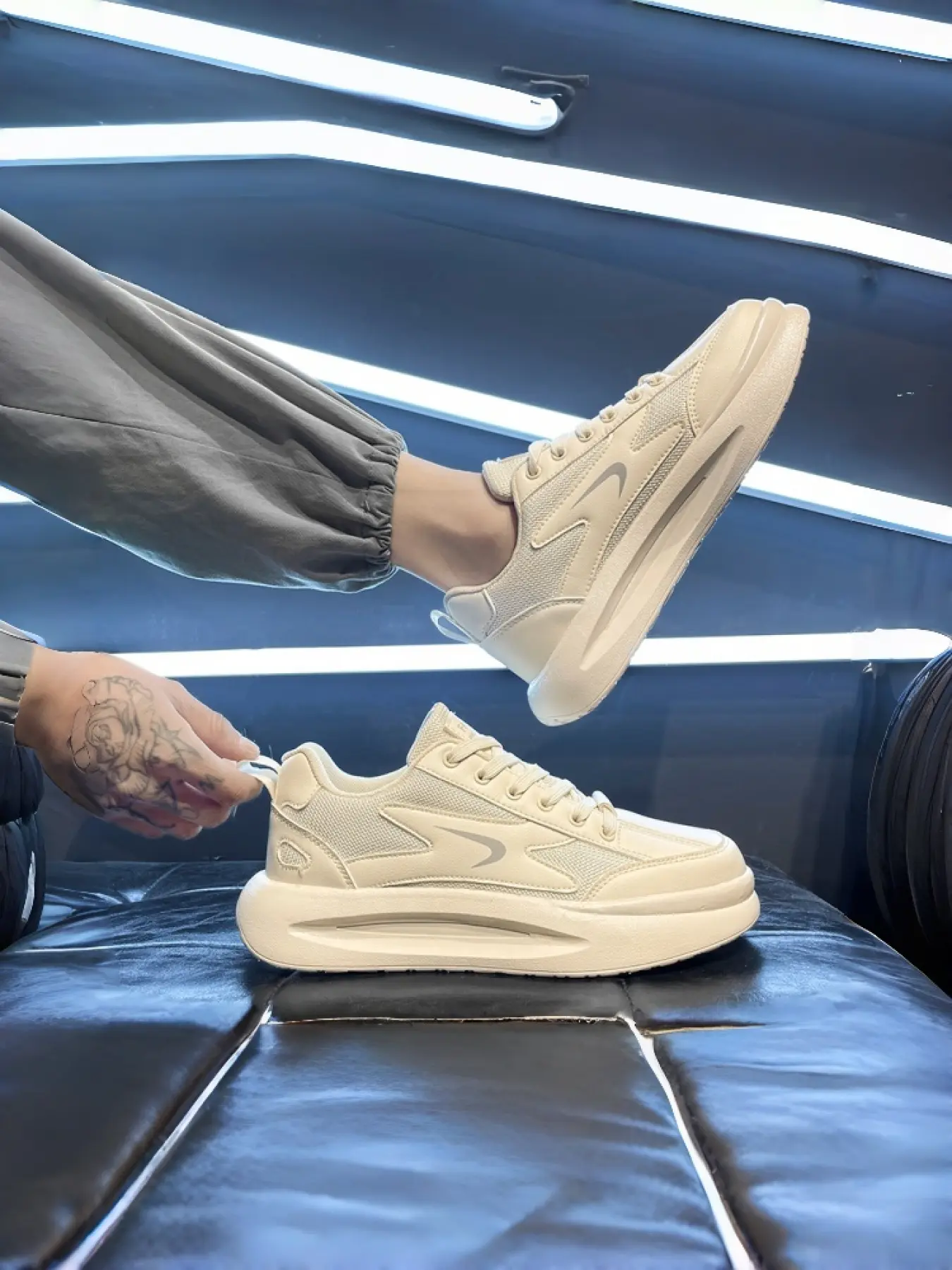 Men's Lightweight Plimsoll Sneakers | Airy Mesh Canvas Shoes | Thick Sole Casual Wear Walking Shoes Breathable Mesh Sneakers