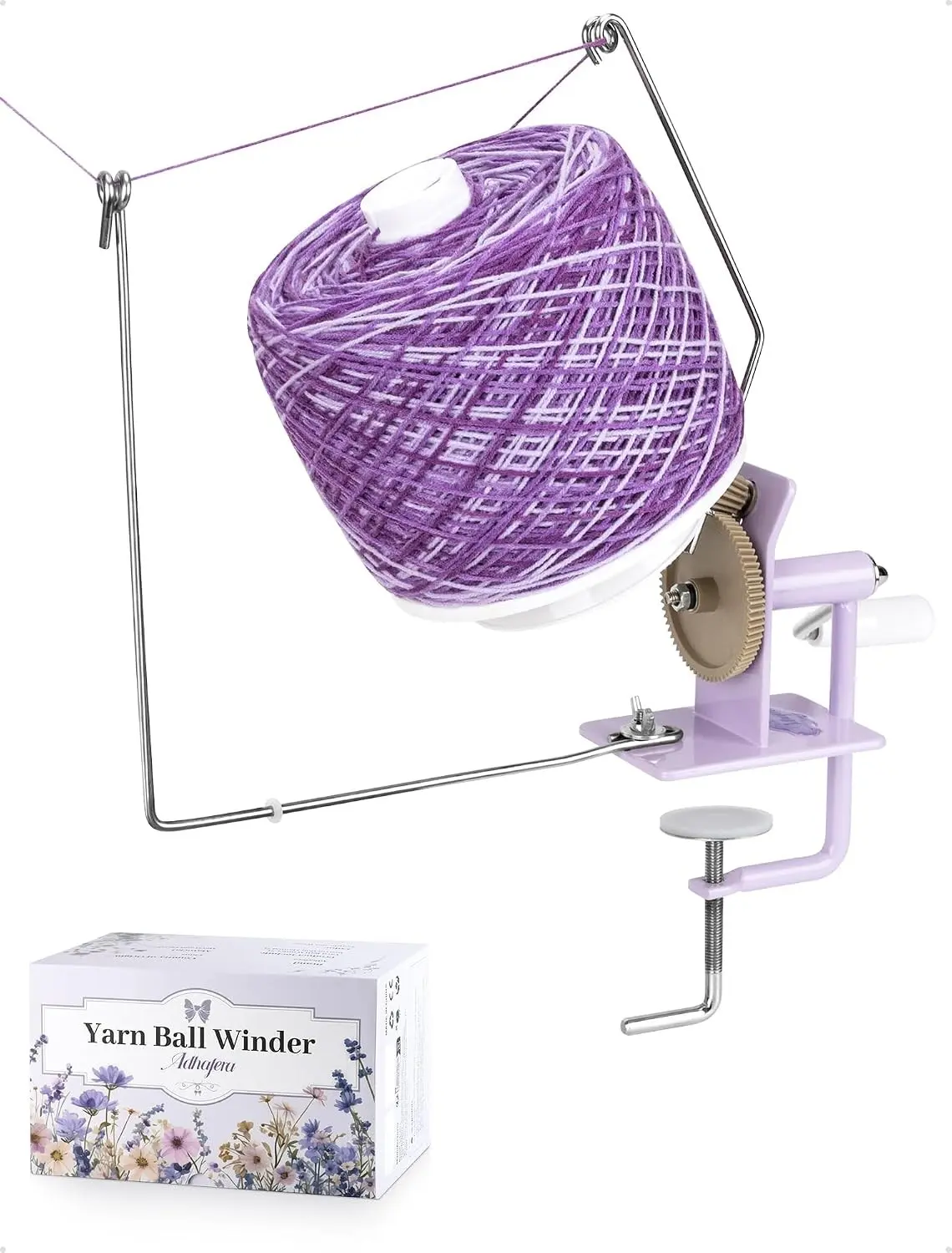 Adhafera Yarn Winder, Ball Winder Large Capacity for Crocheting | 10oz, Manual, Metal Base, Durable ABS Plastic Gear, Easy to Use, Quick Install, Essential Tool for Crafting Enthusiasts Gift