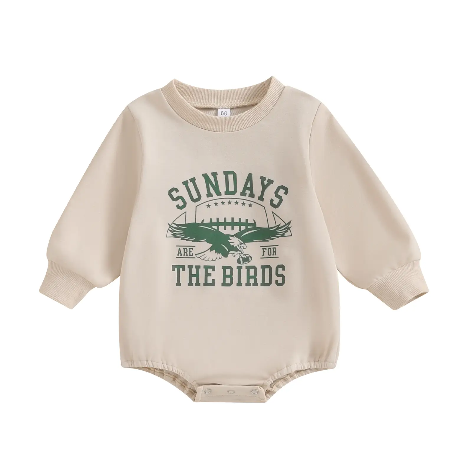 Baby Boy Girl Game Day Football Outfit Sundays Are for the Birds Sweatshirt Romper Oversized Bubble Romper Bodysuit