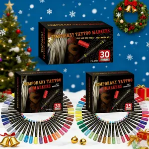 Flysea Tattoo Pen Set, Temporary Tattoo Kit, Vibrant Water-Based Ink Art Brushes, Creative Projects Essential, Perfect Christmas Gift, Professional Art Supplies