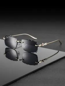 Men's New Frameless Diamond Cut Leopard Leg Decorations, High-End Luxurious Elegant Classic Versatile Fashion Glasses, Trendy Beach Eyewear, Trendy Shades