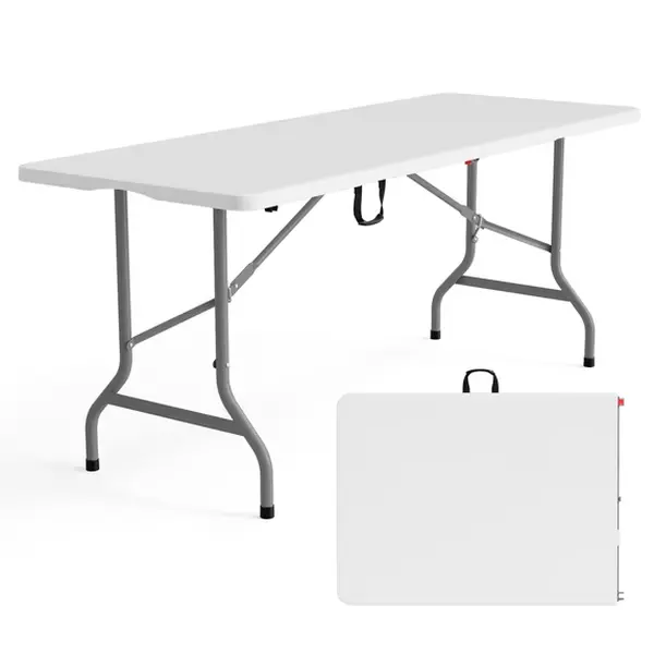 2.5FT / 4FT / 6FT Folding Table, Portable Collapsible Plastic White/Black Long Tables for Party, Camping, Wedding, Outdoor and Indoor Use