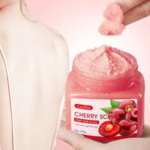 SADDER Cherry Bath Salt Scrub 350g - Hypoallergenic Exfoliating Wipe for All Skin Types, Moisturizing Sugar Scrub for Dry & Dull Skin, Deep Pore Cleansing, Scented with Cherry, Unisex-Adult