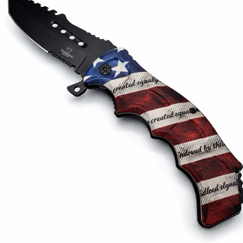 Patriotic USA Flag Constitution Folding Assist Knife -EDC Blade flag knife folding knife camping knife hunting knife fishing knife collector knife