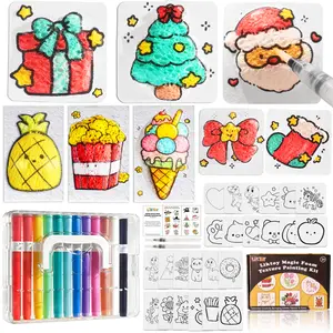 Liktoy 44 Pcs Magic Foam Texture Painting Kit, Including 28 Pcs Foam Texture Paper,  12Colors Brush Tip Acrylic Paint Markers, Magical 3D Effect Painting Kit Valentine's Day Christmas Gifts