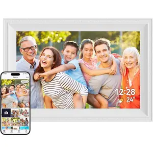 White Digital Picture Frame WiFi Send Photos from Your Phone 16GB Storage 10.1inch 1280x800 IPS Touch Screen Digital Photo Frame Auto-Rotate Wall Mountable Photo Picture Frame Digital