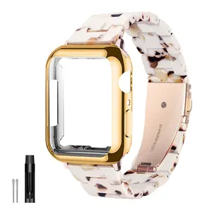Lightweight and compatible Apple Watch band， Iwatch Women's Strap with Flexible Tpu Case, Fashion Resin Replacement Band for Iwatch Series 1-10, Smartwatch Strap