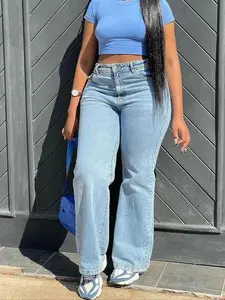 Plus Size Women's Comfortable Loose Baggy Denim Light Wash Jeans, Womenswear, Streetwear Narrow Leg Wide Leg Jeans, Elastic Fabric, Fit, Casual All Season Wear, Perfect for Dates, Pants