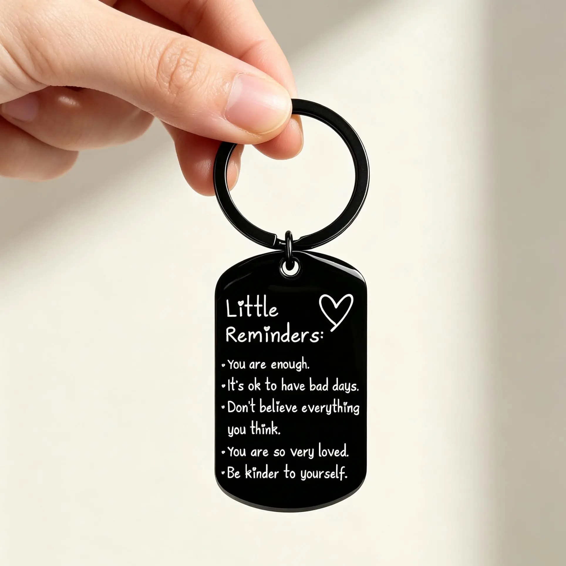 Little Reminders Keychain for Women Men, You Are Enough Inspirational Keyring, Uplifting Gift for Friends