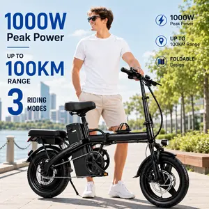 Folding All-Terrain Electric Bike for Adults, 1000W Motor, 48V 15Ah Battery, 20+MPH, 14-Level Suspension, Disc Brakes, UL2849 Certified Foldable E-Bike to shop Adult Electric Bike Electric Bicycle with Suspension Tire f12