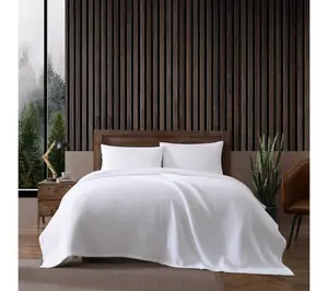 Eddie Bauer Solid Waffle White Cotton King Blanket