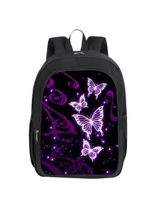 Purple Butterfly Printed Double-layer Backpack Casual Printed Backpack