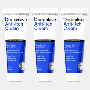 Dermeleve Cream 4oz. (3 Pack) - Moisturizing Itch Relief Cream with Shea Butter, Hyaluronic Acid & Vitamins for Smooth Skin