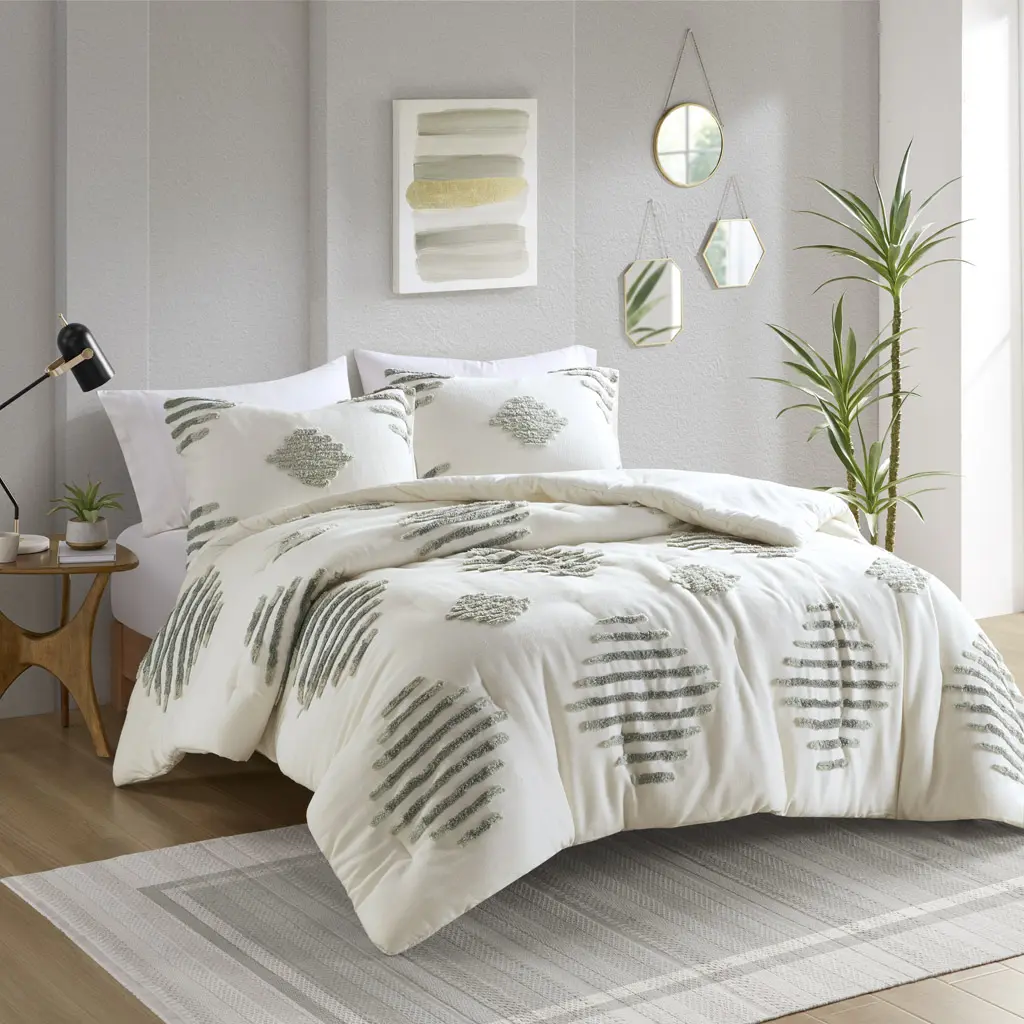 3-Piece Cotton Blend Chenille Comforter Set – Soft Textured Bedding with Pillow Shams, King/Cal King Size, Cozy All-Season Home Decor for Master or Guest Bedroom