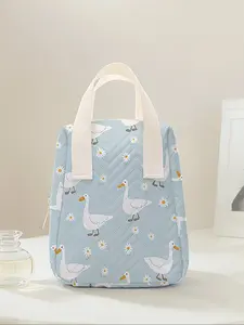 Reusable Duck Print Women's Handbag, Cosmetic Storage Bag with Compartments, Ideal for School, Work, Travel, Business Trips