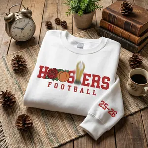 Rose and Peach Champs Sweatshirt, Embroidered Football Champions 2026 T-Shirt, Hoosiers Hoo Hoo Hoo Hoodie, Gift For Football Fan Sport Lover
