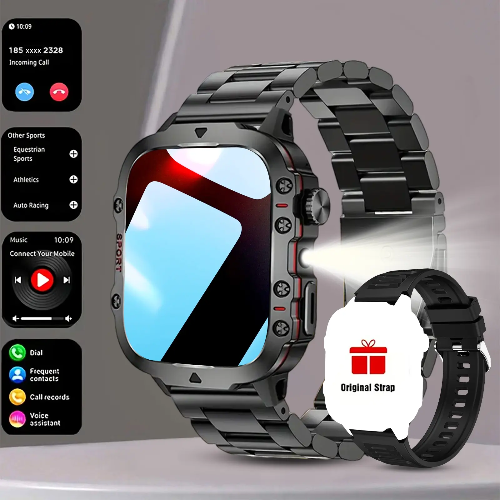 Durable Outdoor LED Smart Watch - Wireless Calling & Support Call Function, Multiple Sports Modes for Outdoor Sports, Sedentary Reminder & Message Push, Information Alerts & Weather Alert, TFT Display & Alarm Clock, Smartwatch With Calls