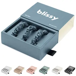 Blissy Silk Skinny Scrunchies (3-Pack) – 100% Mulberry Silk Hair Ties – Dent-Free, Snag-Free