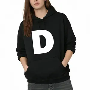 Unisex Long Sleeve Hoodie with Letter D Alphabet Initial