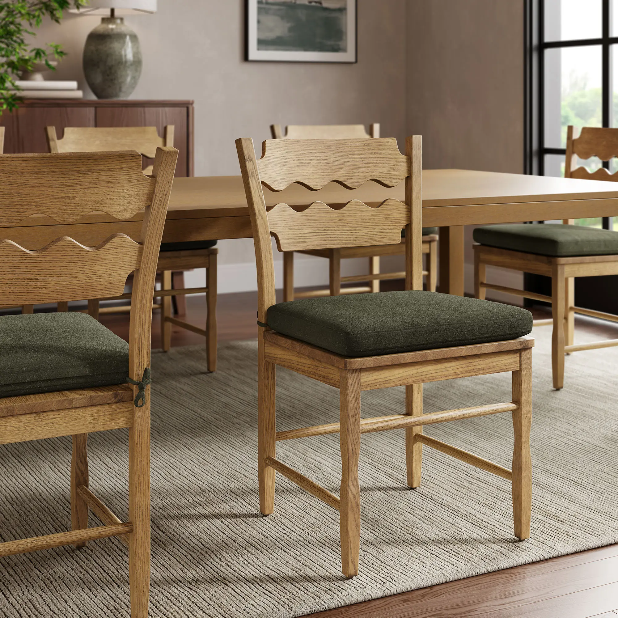 Jax Fabric Dining Chair Seat Cushion in Sage